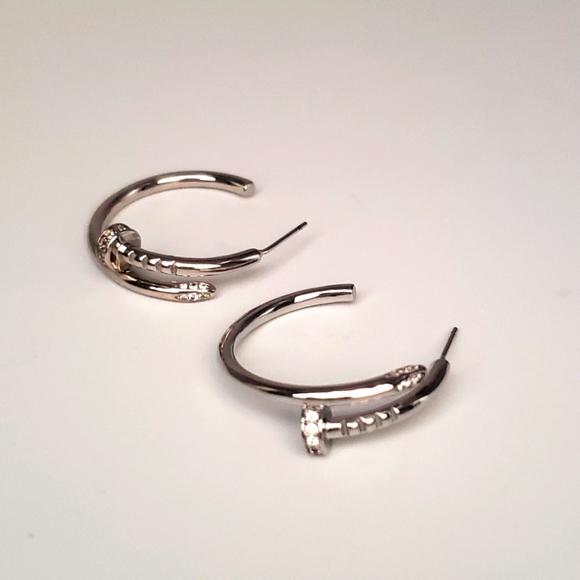 New! Nail Earrings Hoops Rose Gold - Picture 4 of 9